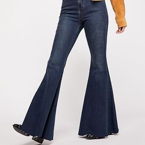 Free People CRVY Super High-Rise LaceUp Flare Jean